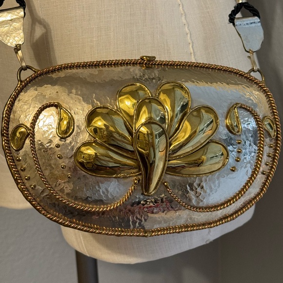 Luciano Handbags - Vintage Luciano Style Mixed Metal Handbag with Rope Straps